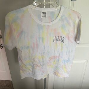 Victoria Secret White Tie Dye Crop Short Sleeve Shirt Size XS NWOT